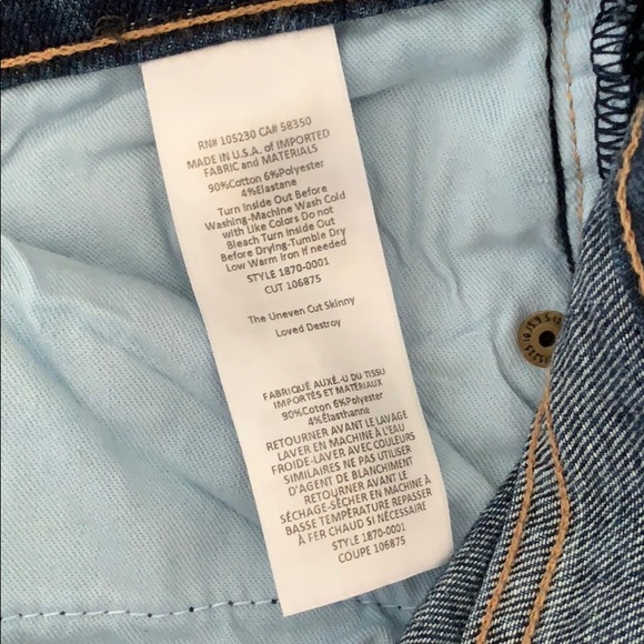 Current Elliot Uneven Cut distressed skinny EUC - Picture 7 of 8